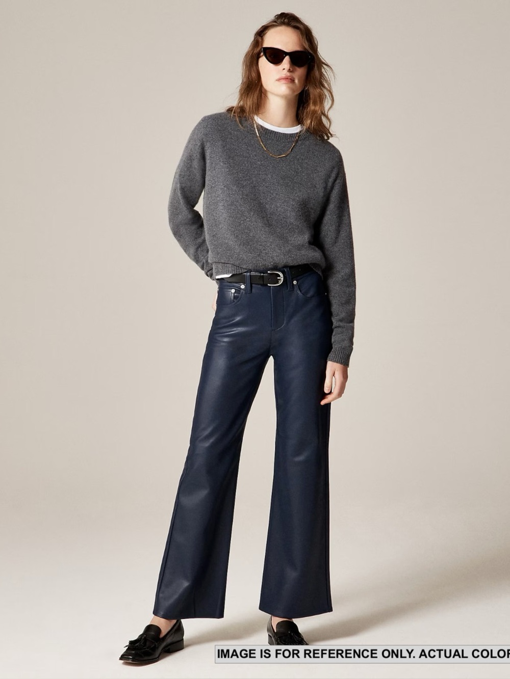 J. Crew Faux Leather Flare Jeans in Navy Sz 28